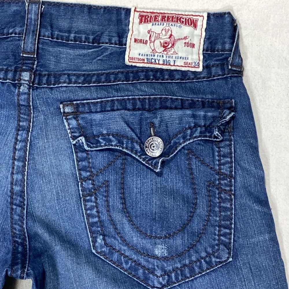 TRUE RELIGION RICKY BIG T Mens FLAP POCKET JEANS Size 36 Made in USA